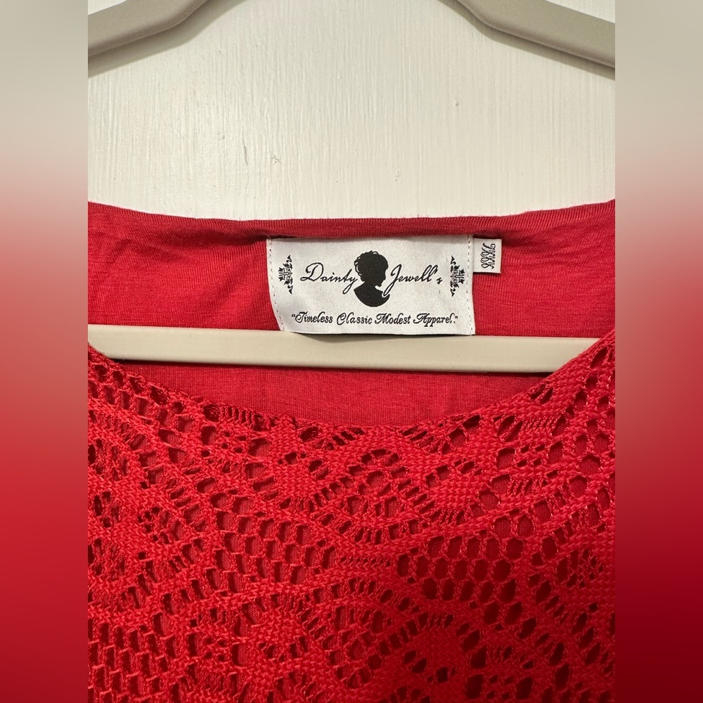 Red Lace Ruffle Dress - Picture 3 of 4